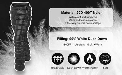 MAPLELEAF Ultralight Down Pants – 800FP Warm Winter Ski, Snow, Windproof & Waterproof Trousers for Camping & Hiking