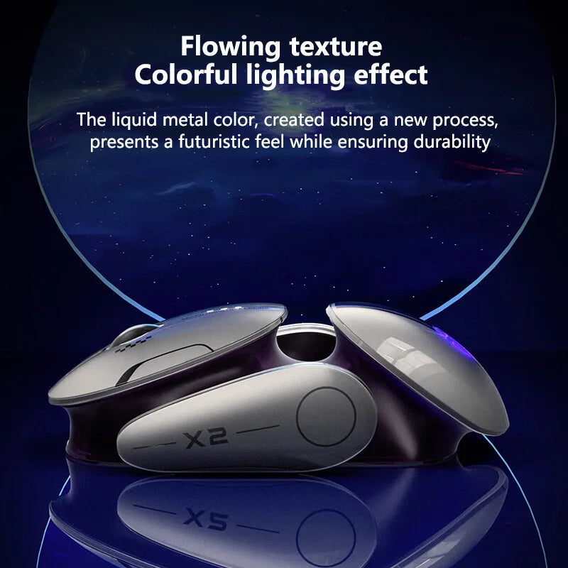 Inphic X2 Silent Bluetooth Mouse – Rechargeable Wireless Gaming & Office Mouse with Metal Base for Computer & Laptop