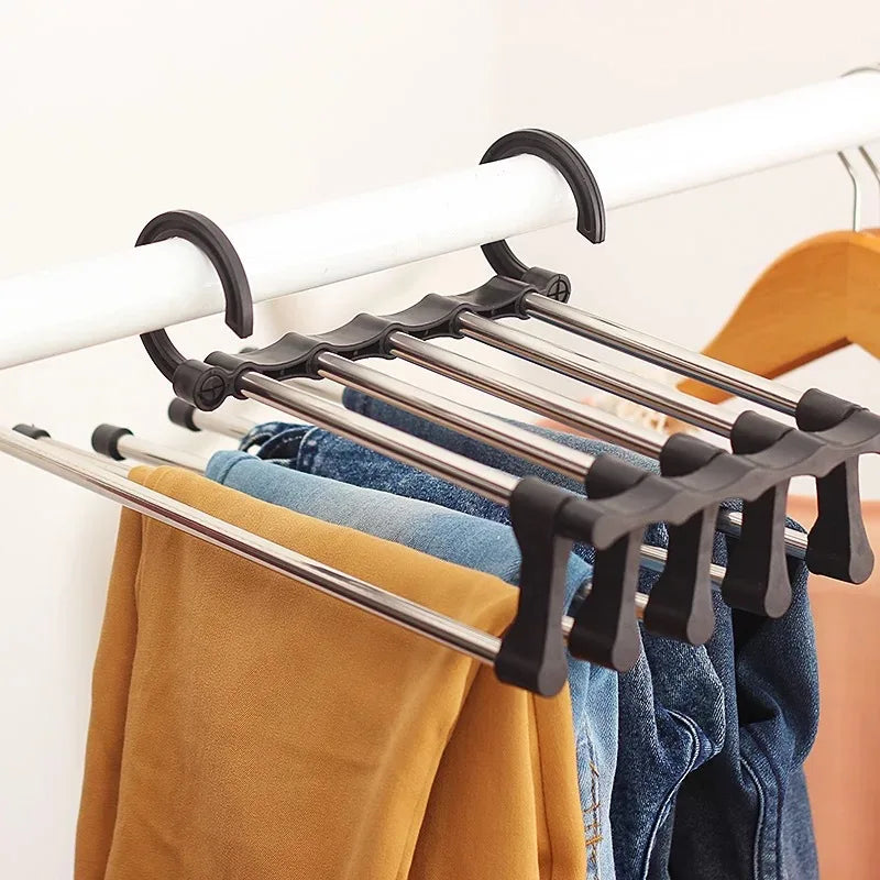 Telescopic Folding Multi-Layer Pants Rack – Magic Pants Hanger for Household Wardrobe Storage