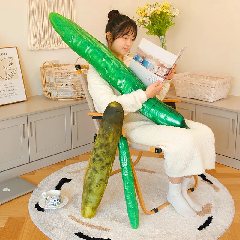 Giant Green Pickled Cucumber Plush Toy – Soft Stuffed Doll, Funny Long Pillow for Sleep, Home Decor & Birthday Gift