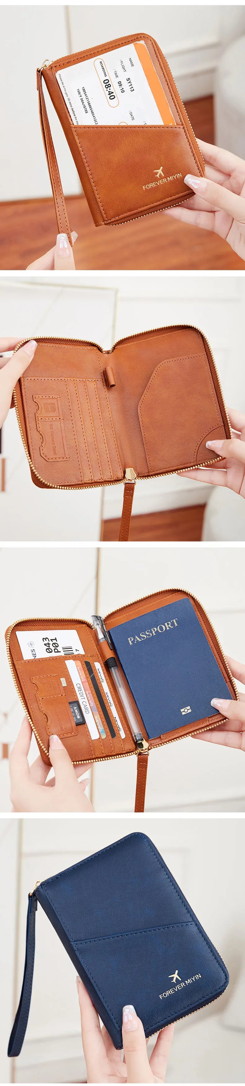 New Retro RFID PU Leather Passport Bag – Fashionable Multifunctional Passport Cover & Travel Clip for Men & Women