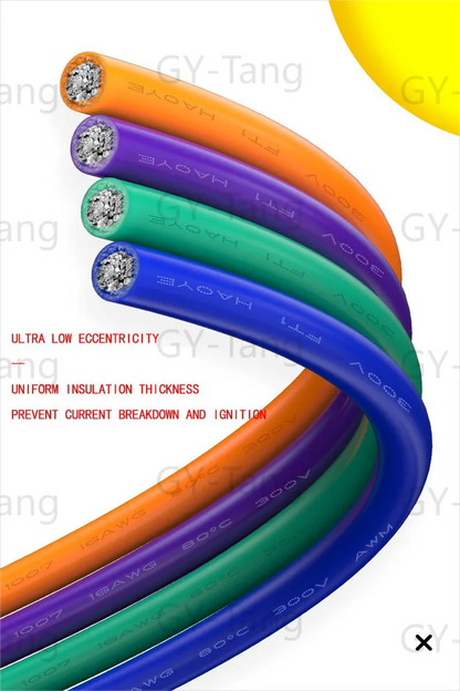 16-30AWG Silicone Tinned Copper DIY Wire, 5 Colors, 5-20 Meters per Roll, Stranded Electronic Cable