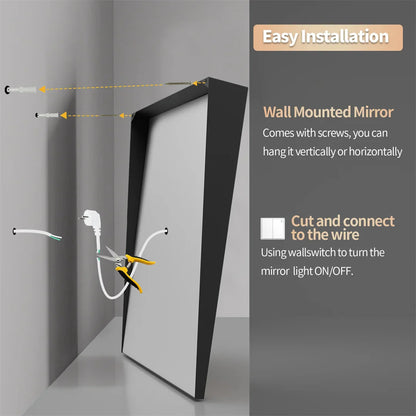 LUVODI LED Tilt Bathroom Mirror – Wheelchair Accessible Anti-Fog Barrier-Free Mirror with 3-Color Lights