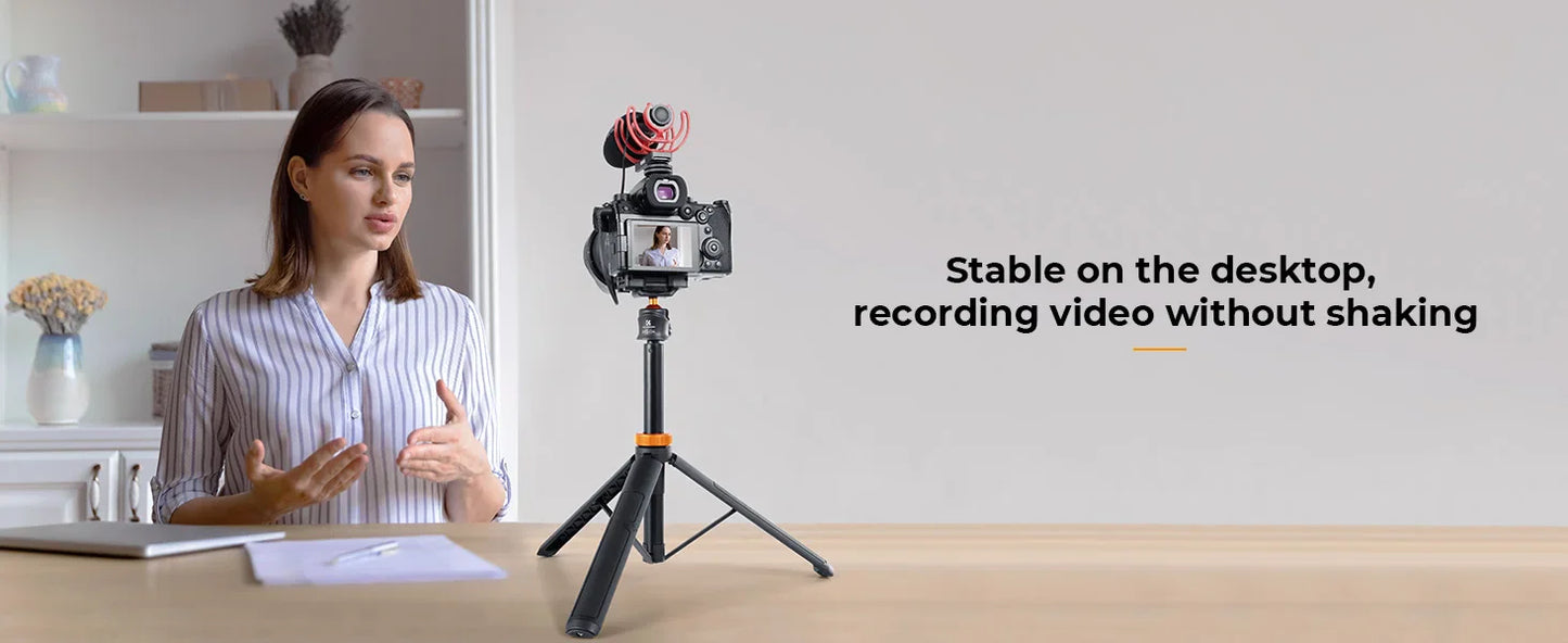 K&F Concept MS08 62'' Phone Tripod – 1.58m Selfie Stick with Bluetooth Remote & GoPro Adapter (Black & Orange)