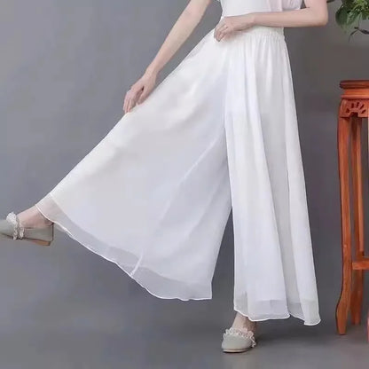 Women’s Classical Chiffon Wide Leg Dance Pants – Loose Fit Modern Ballet & Yoga Training Trousers for Adults & Girls