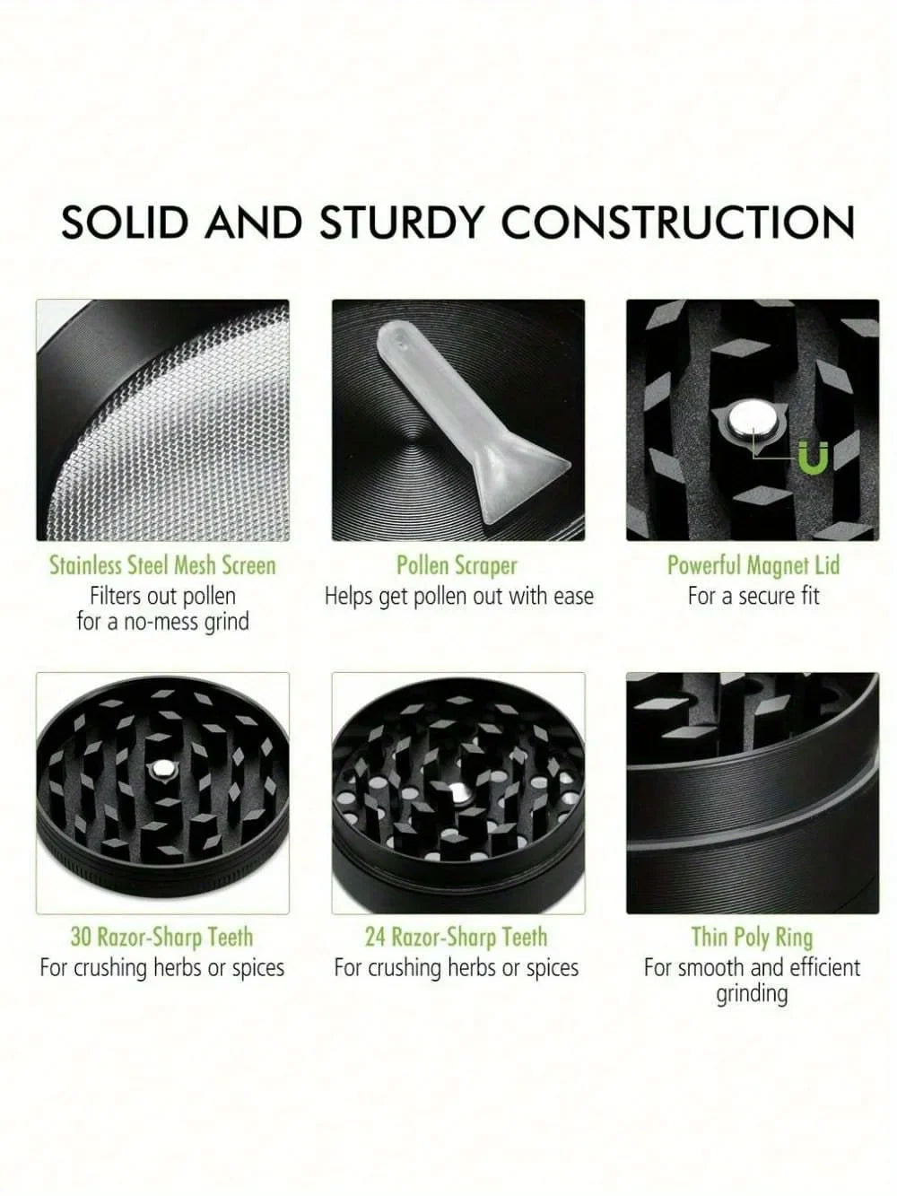 2-Inch 4-Layer Metal Herb Grinder — Manual Spice, Pepper & Tobacco Mill for Smoking Accessories