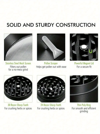 2-Inch 4-Layer Metal Herb Grinder — Manual Spice, Pepper & Tobacco Mill for Smoking Accessories