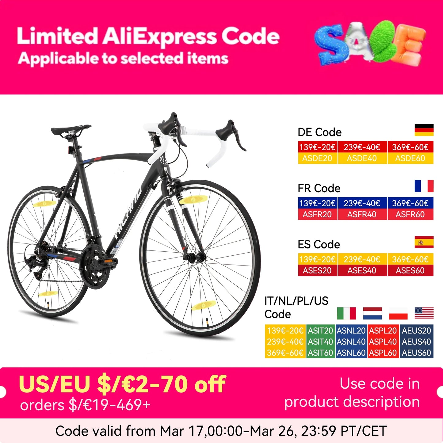 Hiland 700C Road Bike — 14-Speed Lightweight Aluminum Racing & Commuter Bike for Men & Women