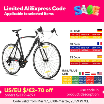 Hiland 700C Road Bike — 14-Speed Lightweight Aluminum Racing & Commuter Bike for Men & Women