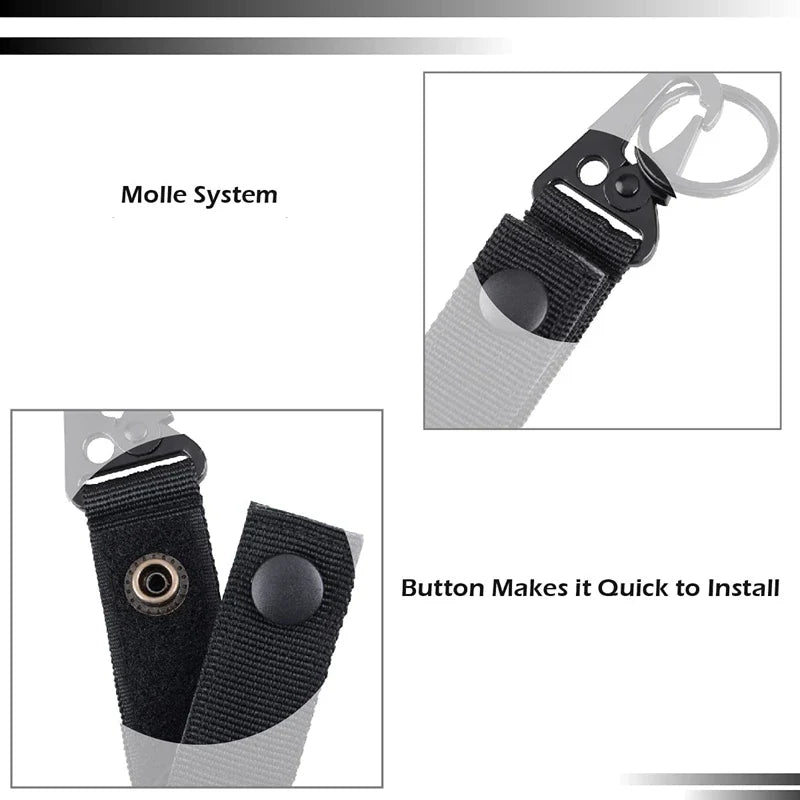 Tactical Molle Keychain with Metal Hook – Nylon Backpack Key Holder