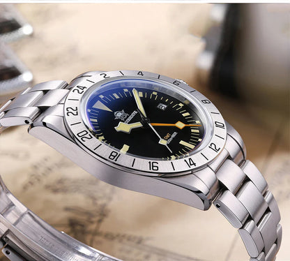ADDIESDIVE GMT Men’s Diver Watch – 39mm Stainless Steel, Luminous Calendar Display, 20ATM Quartz Reloj Hombre