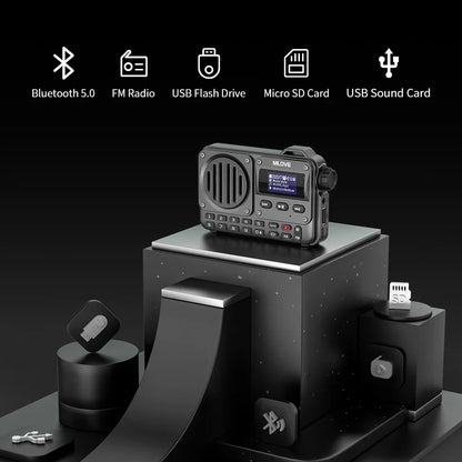 MLOVE BV800 Super-Portable Bluetooth Speaker - FM Radio, LCD Screen, Antenna, AUX Input, USB Disk, TF Card, MP3 Player