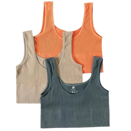 Women’s Seamless Ribbed Tank Top - High-Elastic Sleeveless Crop Camisole, O-Neck Everyday Sportswear M-XL