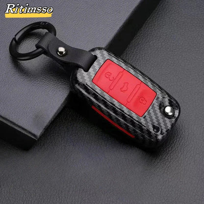 Carbon Fiber Matte Folding Car Key Case for VW – Fits Polo, Bora, Tiguan, Passat, Golf 6, Lavida, Scirocco, 3-Button Accessories