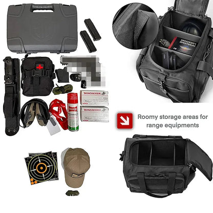 Gun Range Storage Bag Molle Tactical Case – Outdoor Hunting & Shooting Accessory, Pistol Tool Shoulder Pack, Nylon Sniper Bag (Black)