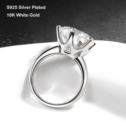 EWYA GRA Certified D Color Moissanite Solitaire Engagement Ring 0.5–10CT — 925 Sterling Silver Bridal Wedding Band for Women