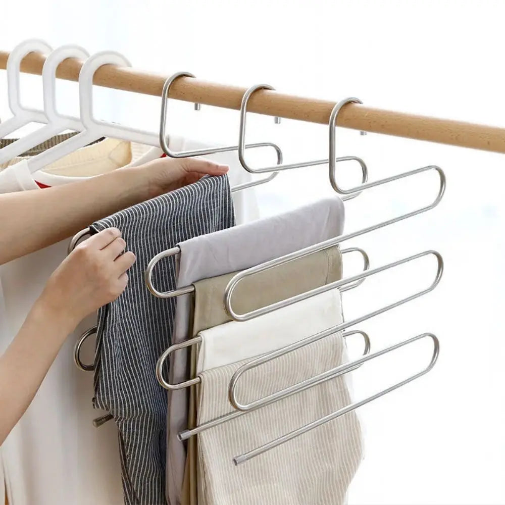 5-Layer Multi-Functional Clothes Hanger – Non-Slip Pant Storage Rack for Hanging & Organizing