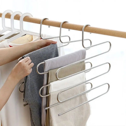 5-Layer Multi-Functional Clothes Hanger – Non-Slip Pant Storage Rack for Hanging & Organizing