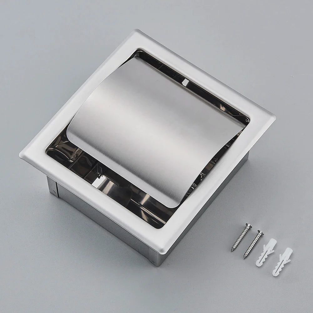Onyzpily Bathroom Toilet Paper Holder | Chrome Finish Stainless Steel Tissue Box Holder, Wall Mounted, Black & Chrome