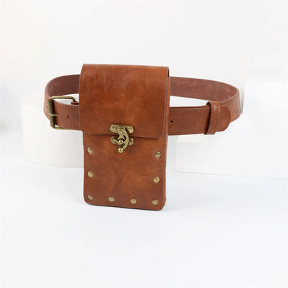 Medieval Cosplay Leather Belt Set – Copper Coin Waist Bag for Renaissance Dress, Steampunk Role-Playing & Halloween Costume