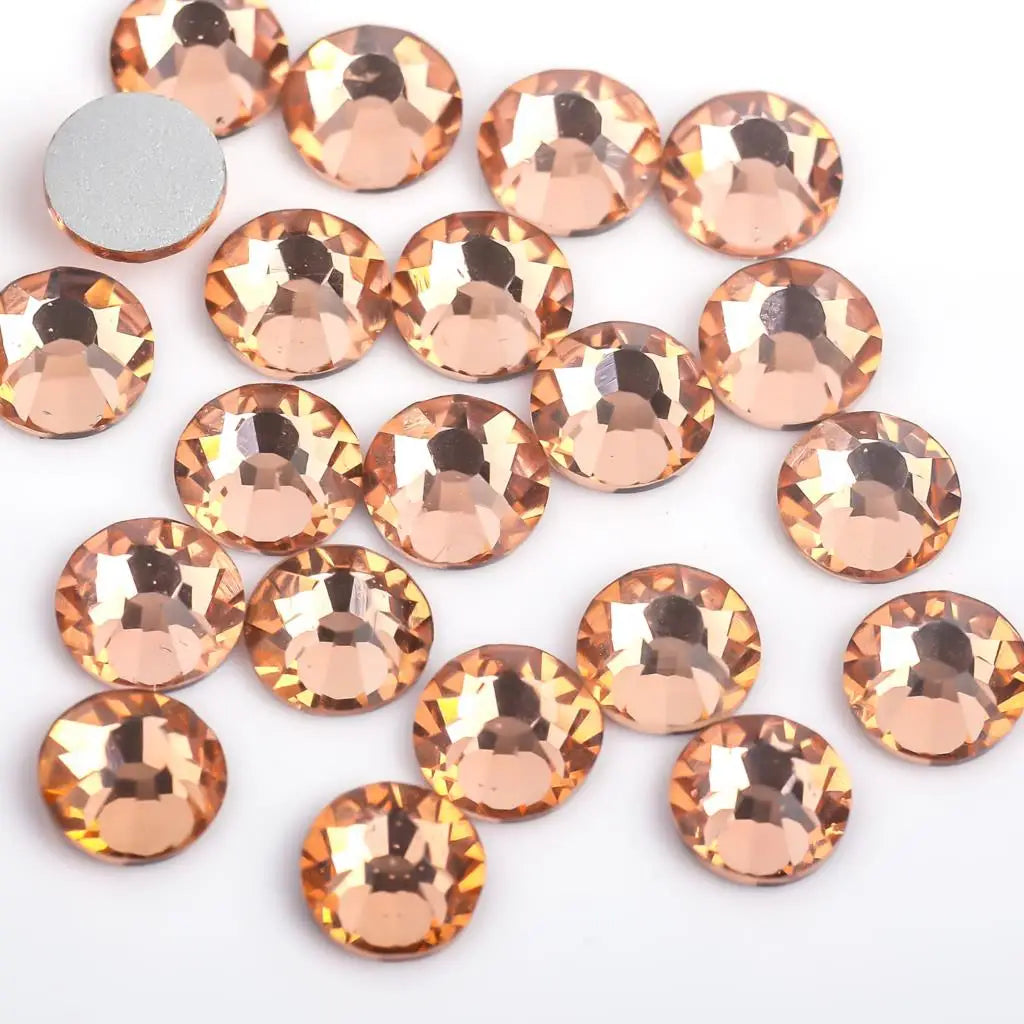 Light Pink & Rose 3D Glass Nail Art Rhinestones – SS3-SS30 Crystal Non-Hotfix Nail Decorations for Manicure Design & DIY Nails