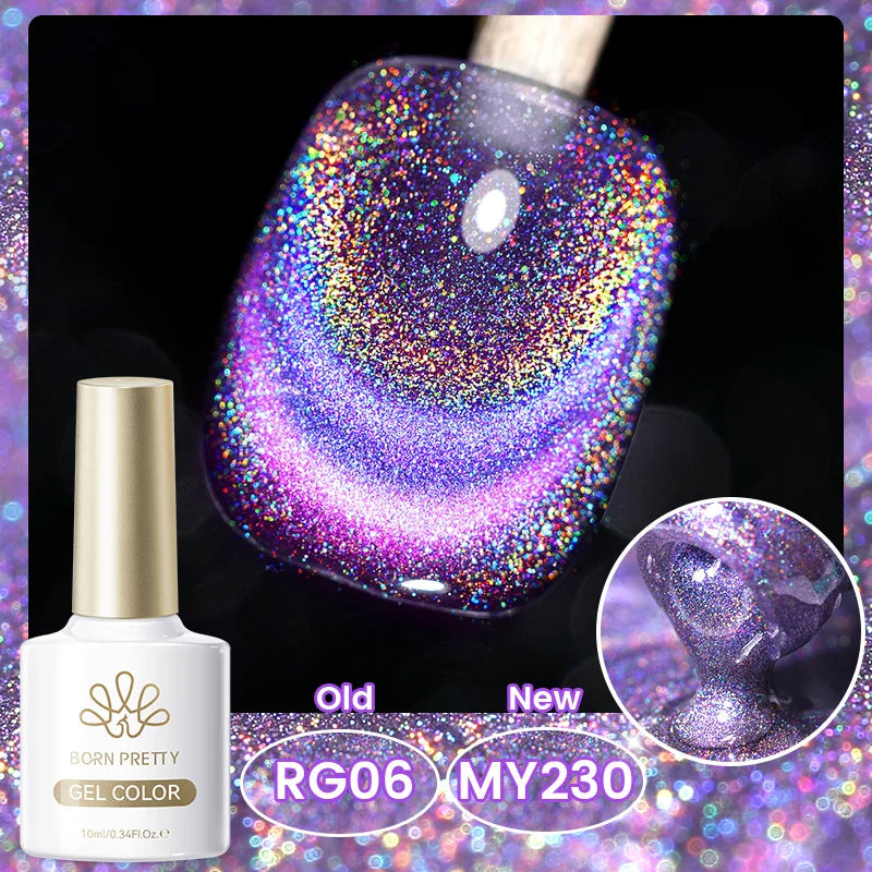 BORN PRETTY Cat Magnetic Gel Nail Polish 117 Colors 10ml Full Coverage Semi-Permanent Soak-Off Nail Varnish for Salon Manicure Glitter Cat Eye Nails