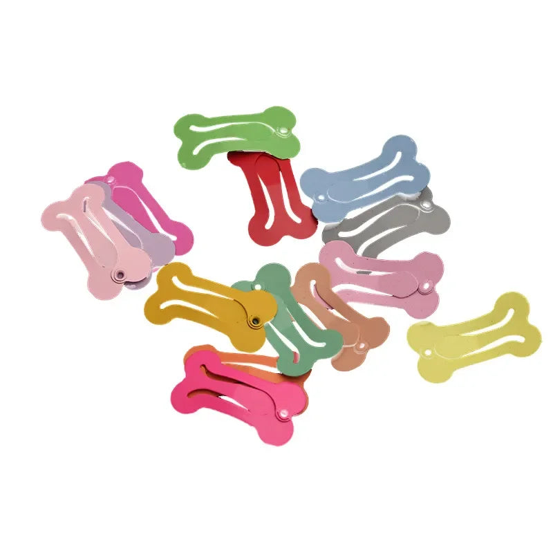 5-Piece Cute Dog Hairpin Set - Colorful Bone-Shaped Clips for Pet Grooming, Suitable for Puppies, Chihuahuas, Pugs & More