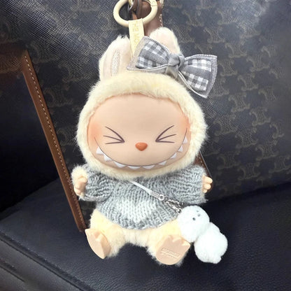 17cm Labubu Plush Doll Clothes – Macaron Outfit, Hair Accessories, DIY Clothing for V1 V2 Dolls & Kids Gift