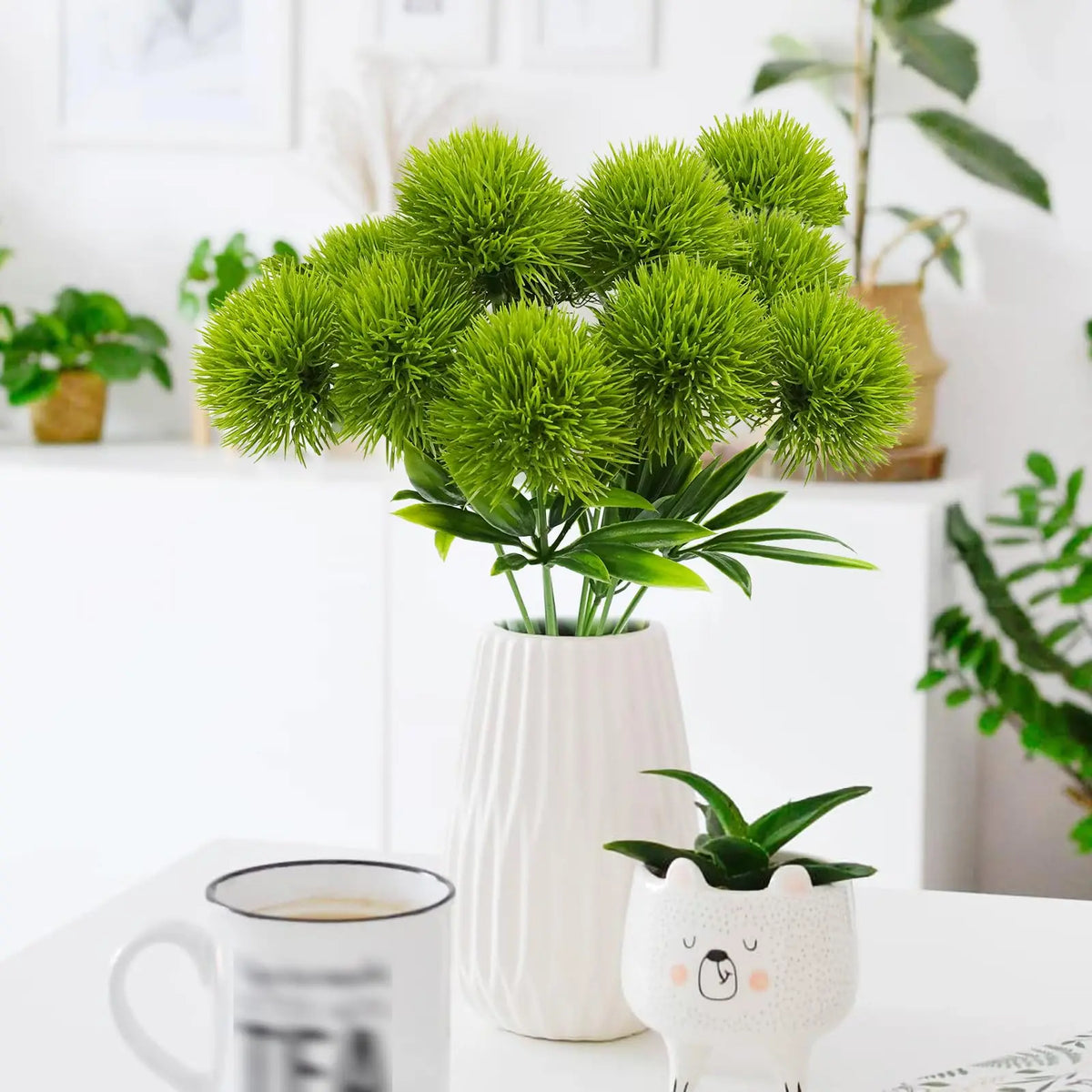 10Pcs Artificial Dandelion Flowers – Plastic Decorative Fake Plants for Wedding, Home, Room & Party Arrangement Decor