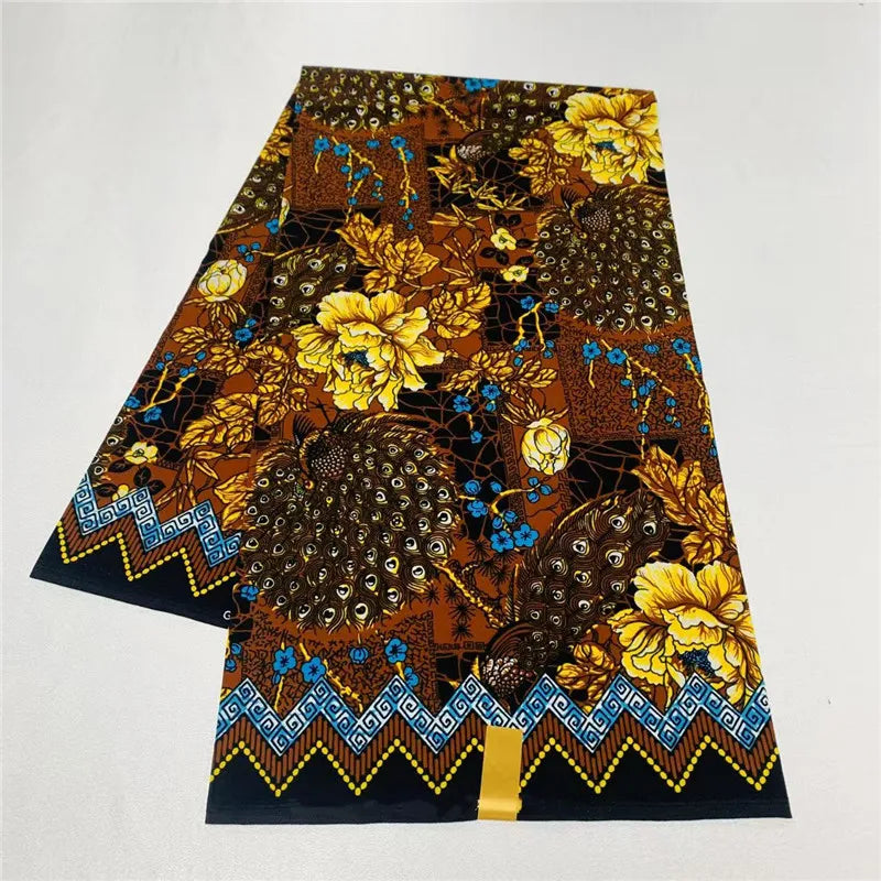 6 Yards African Real Wax Ankara Fabric - 100% Cotton Party Dress Print