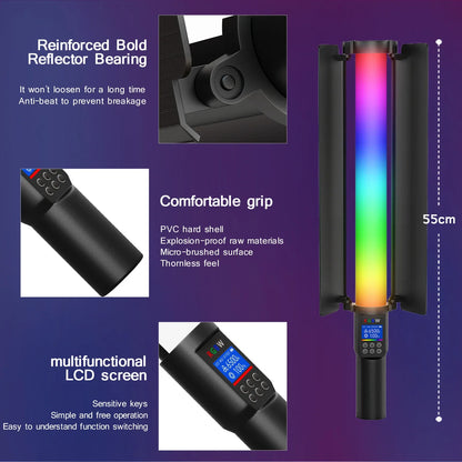 RGB Photography Video Light Stick - Colorful LED Lamp Fill Light, Handheld Speedlight with Tripod Stand for Parties
