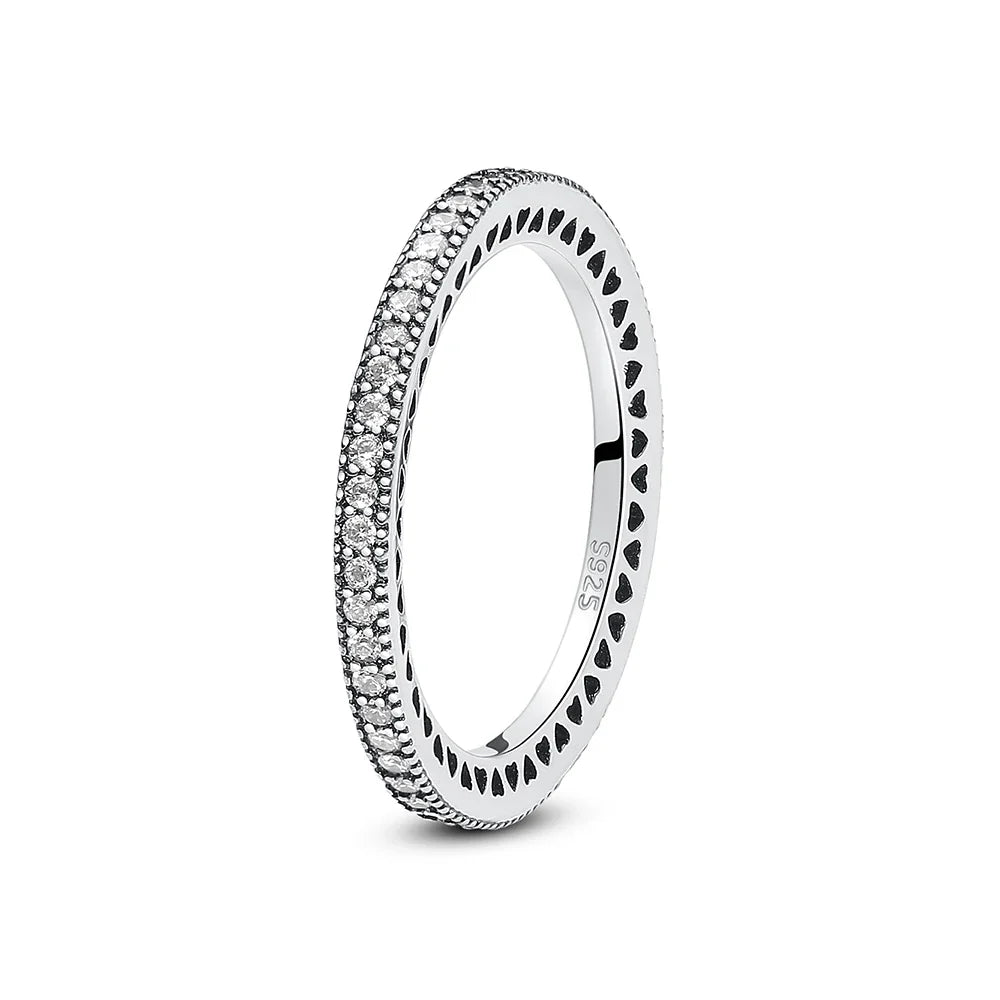 925 Sterling Silver Women’s Ring – Crown, Heart & Wishbone Design with Crystal, Rose Gold Engagement & Wedding Jewelry