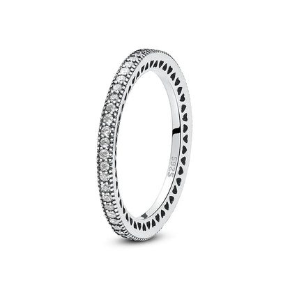 925 Sterling Silver Women’s Ring – Crown, Heart & Wishbone Design with Crystal, Rose Gold Engagement & Wedding Jewelry