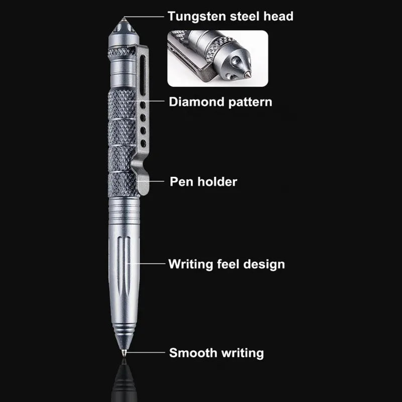 Military Tactical Pen — Multifunction Aluminum Survival & Emergency Glass Breaker