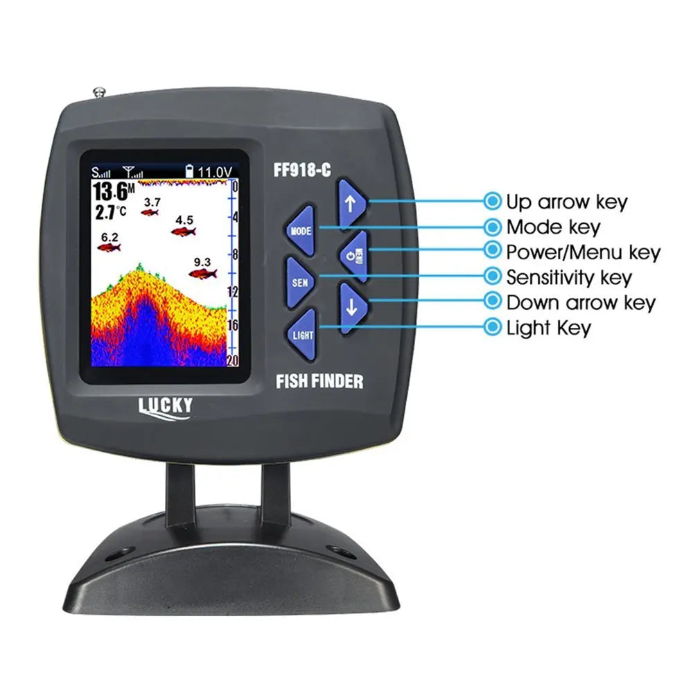 LUCKY FF918-CWLS Wireless Fish Finder – 980 ft Range, 45° Operating Range for Fishing Boats
