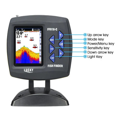 LUCKY FF918-CWLS Wireless Fish Finder – 980 ft Range, 45° Operating Range for Fishing Boats