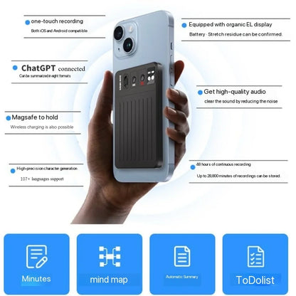 ChatGPT-4 AI Mini Voice Note Recorder — Real-Time Translator Device with Phone Charging & Intelligent Translation