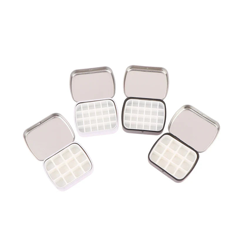 Portable Empty Watercolor Tin Box – 12/24 Grid Mini Paint Palette for Travel Painting & Art Supplies