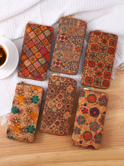 Advanced Multifunctional Wallet with Wood Grain - Portable Geometric Design, Multiple Card Slots, Artistic Retro Style