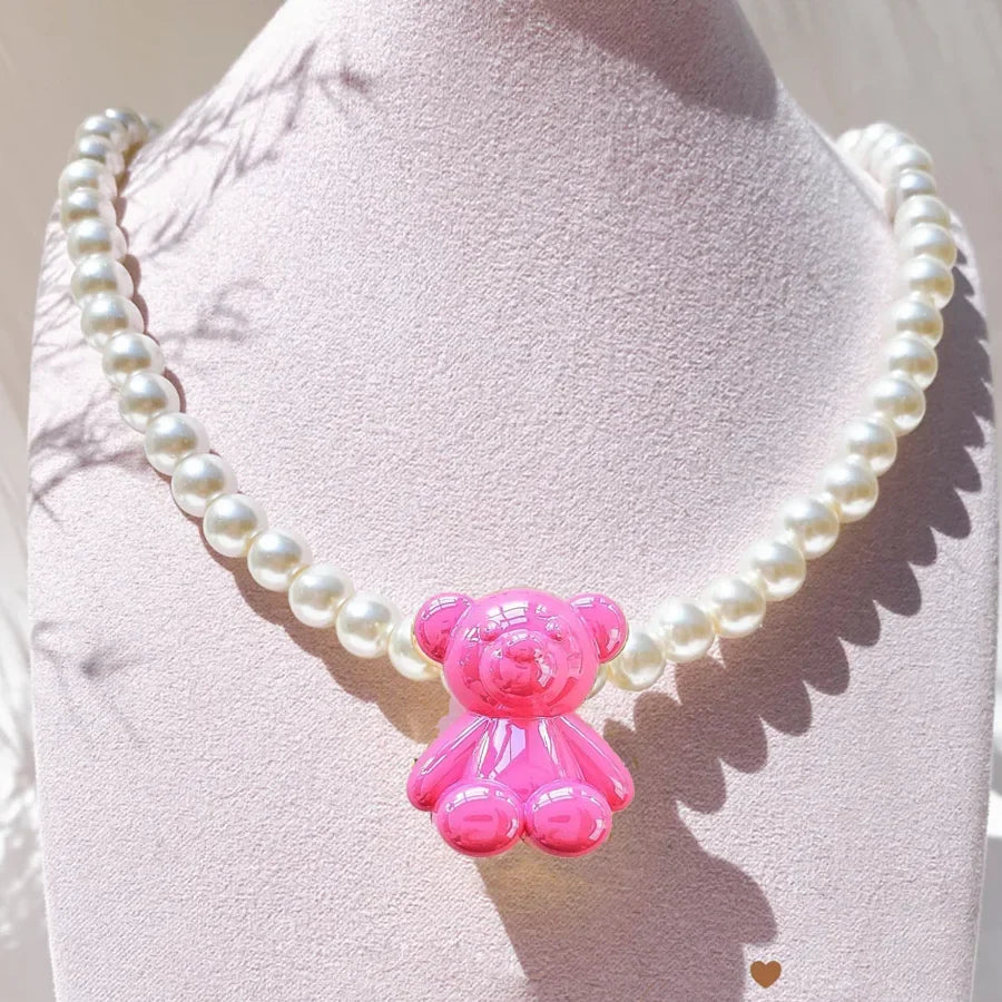 Luxury Pearl Necklace for Women - Adjustable Square Chunky Resin Statement Jewelry