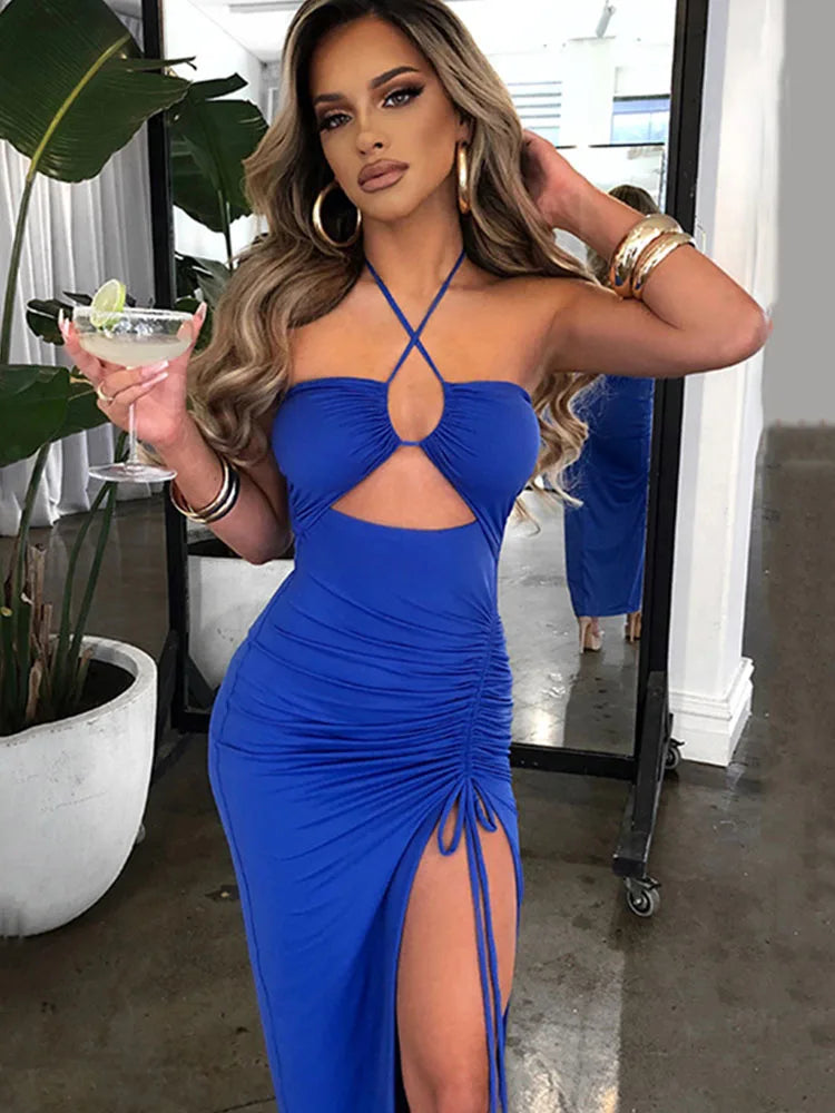 Women's Sleeveless Bodycon Midi Dress – Sexy Backless Night Club Party Slim Fit Elegant Dress