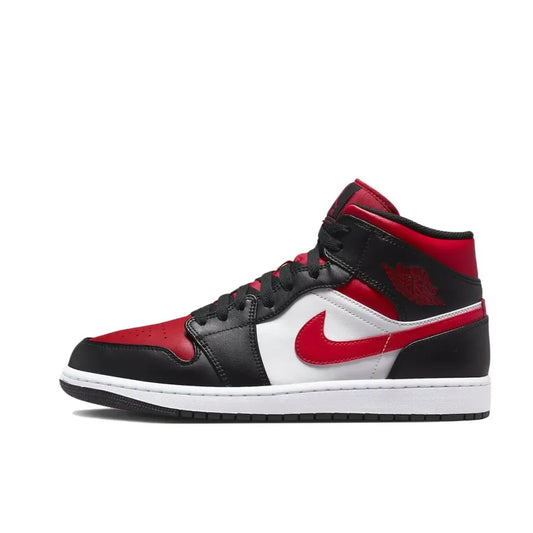 Nike Air Jordan 1 Mid – Original Retro Basketball Sneakers for Men | Classic Black & Red Colorway
