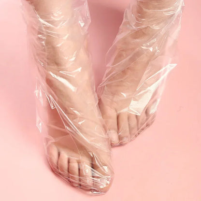 100PCS Transparent Disposable Foot Bags for Detox, Pedicure, & Foot Care - Prevent Infection & Chapped Skin, Bath Wipes