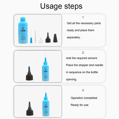65ML Anti-Static Solvent Dispensing Bottle – Leak-Proof Alcohol Rosin Water Bottle with Needle for Mobile Phone Repair