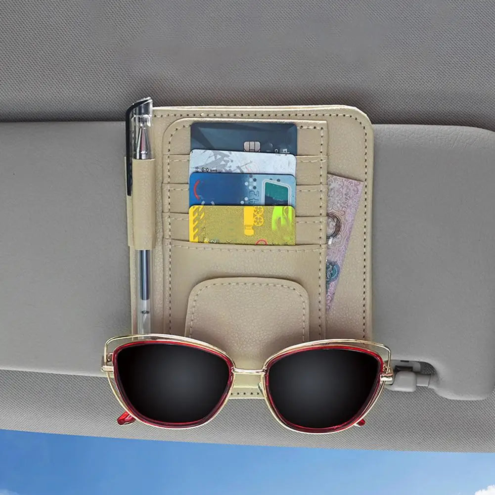 Car Sun Visor Organizer – Multi-Pocket Sunglasses & Business Card Holder, Auto Interior Accessory