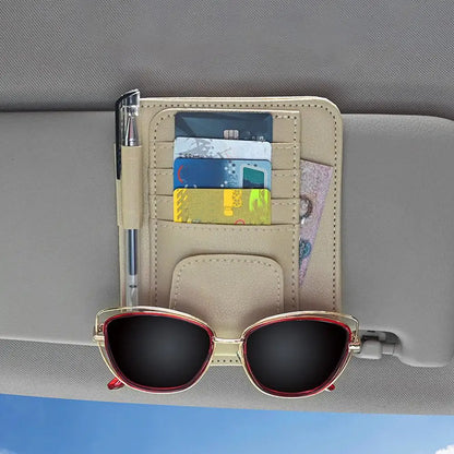 Car Sun Visor Organizer – Multi-Pocket Sunglasses & Business Card Holder, Auto Interior Accessory