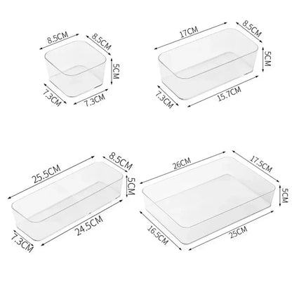 Unlimited Desk & Drawer Organizer Set – Clear Plastic Storage Boxes for Bathroom, Makeup & Kitchen