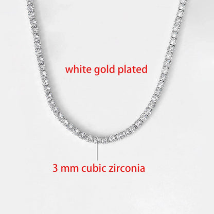 Luxury Iced Out Tennis Chain Choker Necklace – Cubic Zircon Crystal Hip Hop Jewelry for Women OHN016