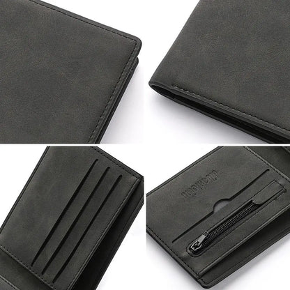 Men’s PU Leather Wallet – Multi-Card Slot Folding Short Wallet with Large Capacity Coin Purse