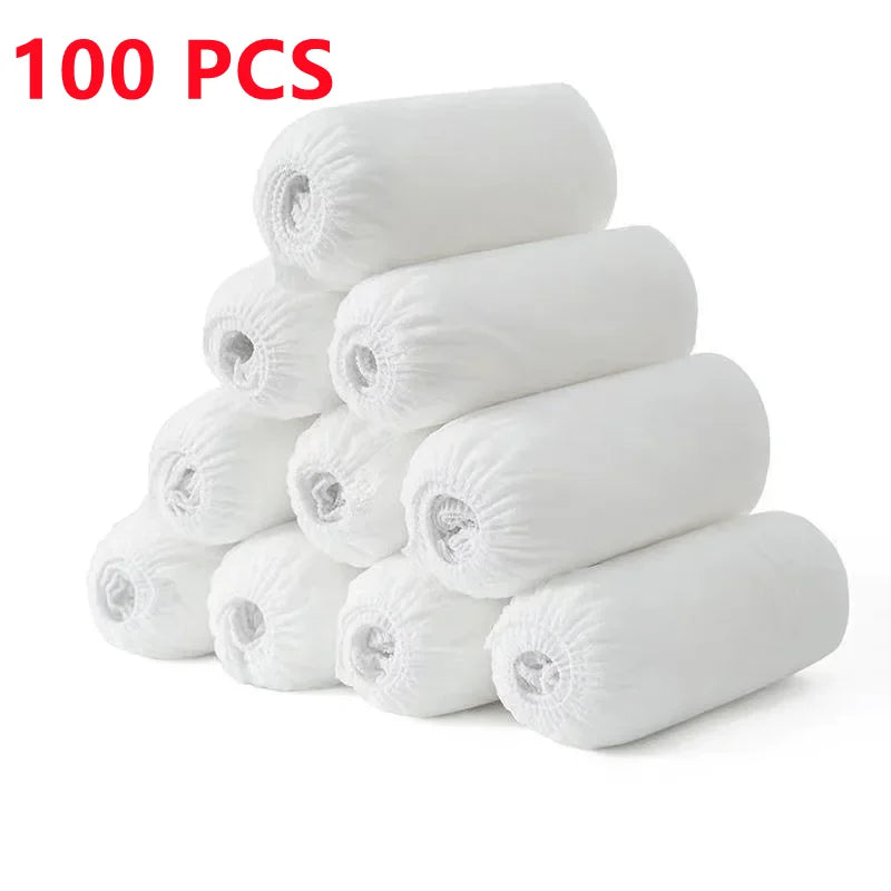 100 Count Disposable Boot & Shoe Covers - Non-Slip Foot Booties for Indoor/Outdoor Use, Home & Workplace Protection